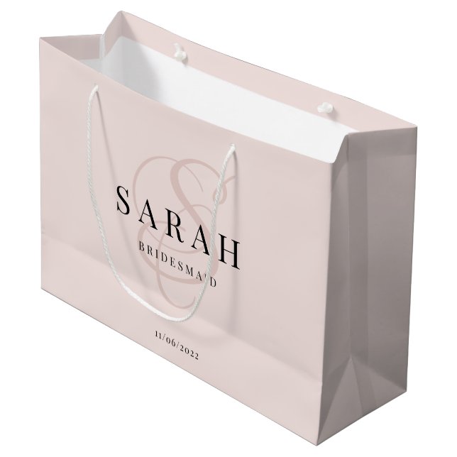 Rosa Monogram Personlig Bridesmaid (Framsidan Vinklad)