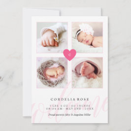 Rosa Monogram Photo Collage Baby annons Meddelande