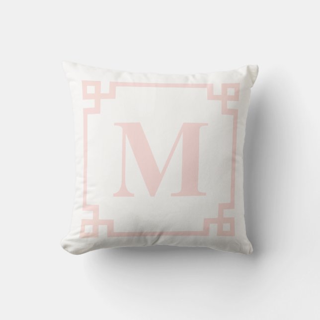  Rosa Monogram Pillow I vid Gräns i Grekland Nycke Kudde (Framsida)
