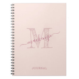 Rosa Monogram Rustic Chic Personlig Anteckningsbok