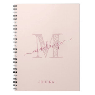 Rosa Monogram Rustic Chic Personlig Anteckningsbok