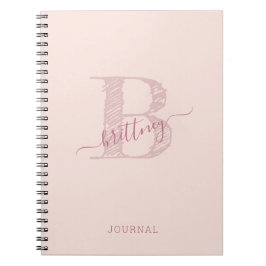 Rosa Monogram Rustic Chic Personlig Anteckningsbok