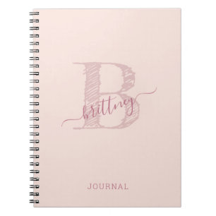 Rosa Monogram Rustic Chic Personlig Anteckningsbok