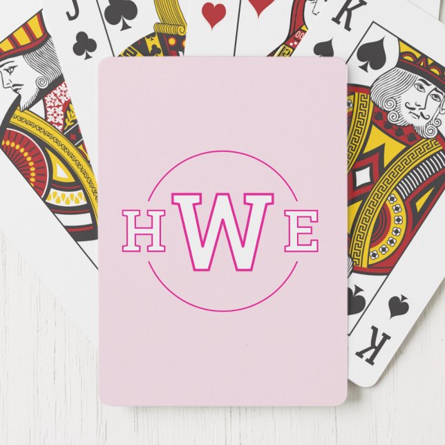 Rosa Monogram Simple Initialer Modern Girly Retro Casinokort (Pink Monogram Simple Initials Modern Girly Retro Poker Cards)