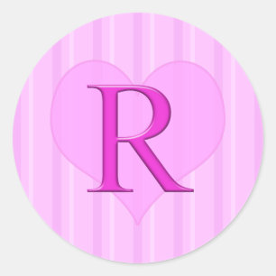 Rosa Monogram Stickers R 001 Runt Klistermärke