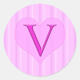 Rosa Monogram Stickers V 001 Runt Klistermärke
