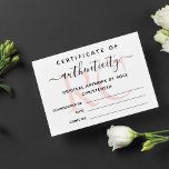 Rosa Monogram större äkthetsintyg<br><div class="desc">Chicens minimalistiska äkthetsintyg i svartvitt,  som du kan lägga till ditt namn eller ditt företag i namn. Anpassa ytterligare med initialerna i blekens rosa. Skrivs ut på ett 5-tums x 7-tumskort.</div>