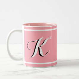 Rosa monogram Två-Tonad mugg