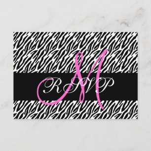 Rosa Monogram Zebra tryck Bröllop OSA Card Kort