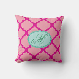 Rosa Monogramdekorativ kudde