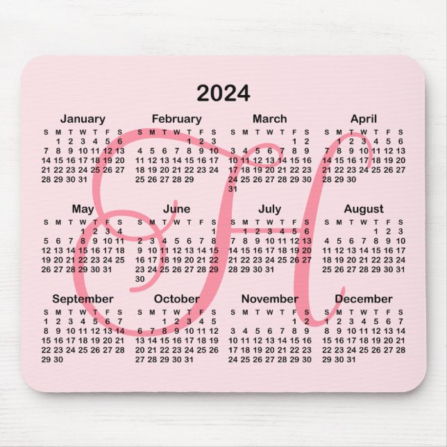 Rosa Monogrammed 2023-kalender Musmatta (Framsidan)