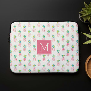 Rosa Monogrammed ananas Mönster Laptop Sleeve