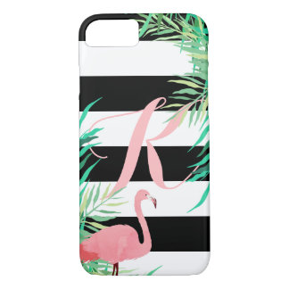 Rosa Monogrammed flamingo- & svartrandar