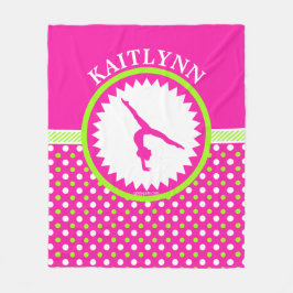 Rosa Monogrammed gymnastik och grön polka dots Fleecefilt