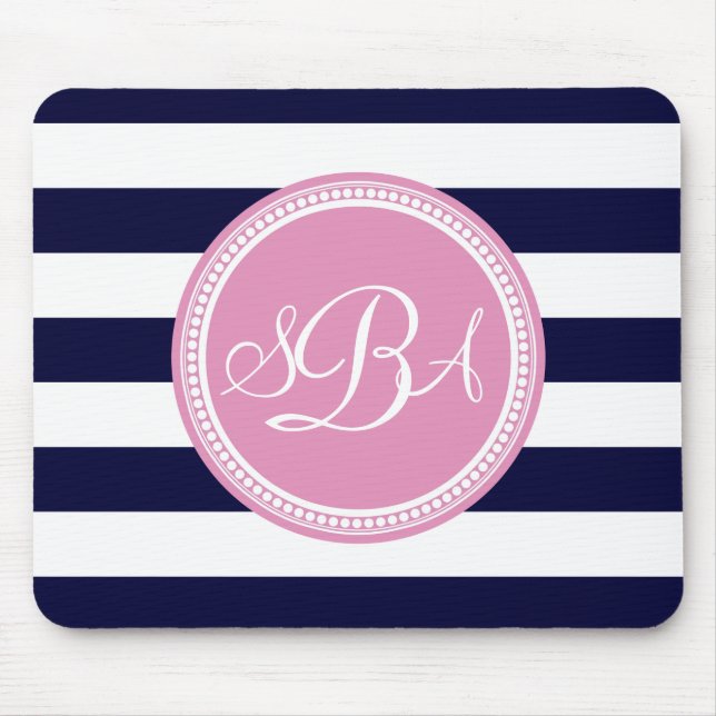 Rosa Monogrammed Personligen Blue Rand Musmatta (Framsidan)
