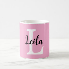 Rosa monogramnamnskrift Personlig design Kaffemugg