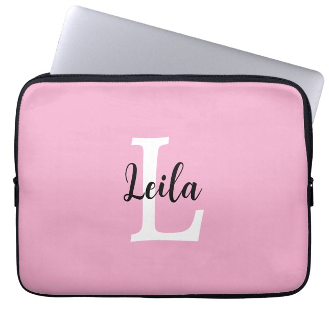 Rosa monogramnamnskrift Personlig design Laptop Fodral (Framsidan)