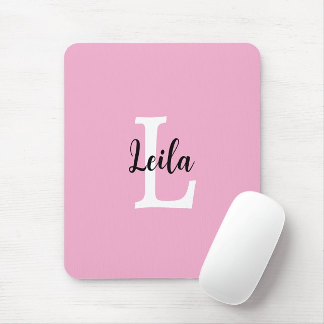 Rosa monogramnamnskrift Personlig design Musmatta (Med mus)