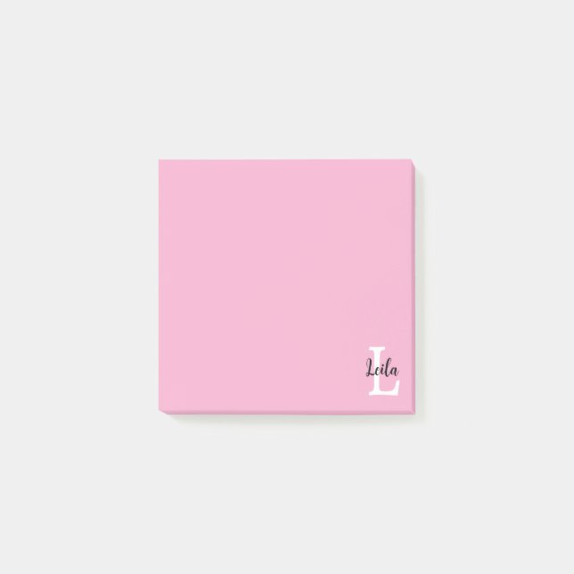 Rosa monogramnamnskrift Personlig design Post-it Block (Framsida)