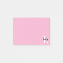 Rosa monogramnamnskrift Personlig design Post-it Block