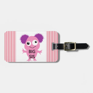 Rosa Monster Big Sister Bagagebricka