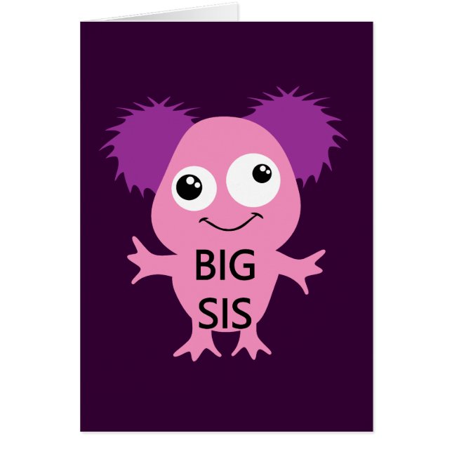 Rosa Monster Big Sister Hälsningskort (Framsidan)