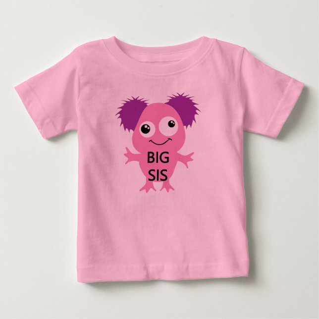Rosa Monster Big Sister T-shirt (Framsida)