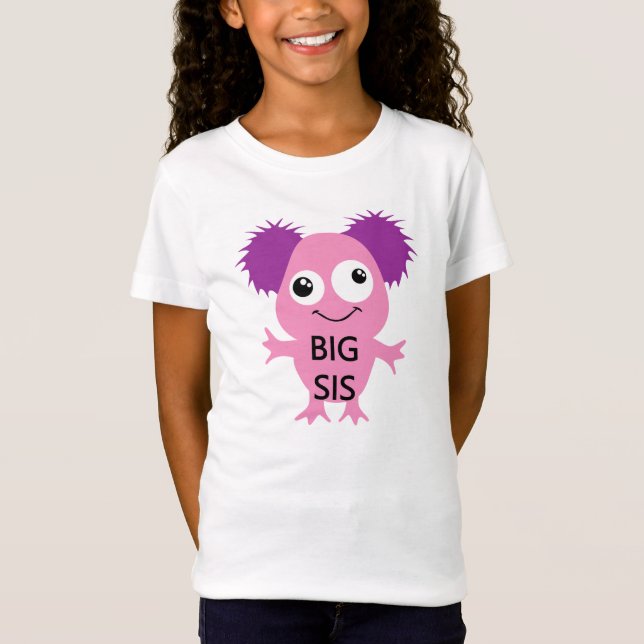 Rosa Monster Big Sister T-shirt (Framsida)