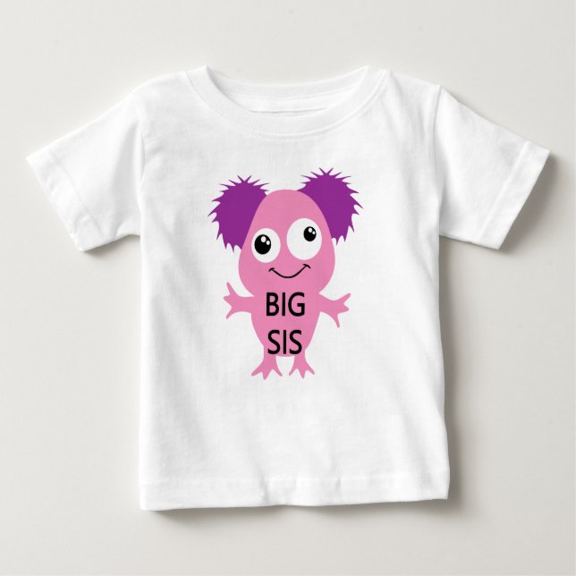 Rosa Monster Big Sister T Shirt (Framsida)