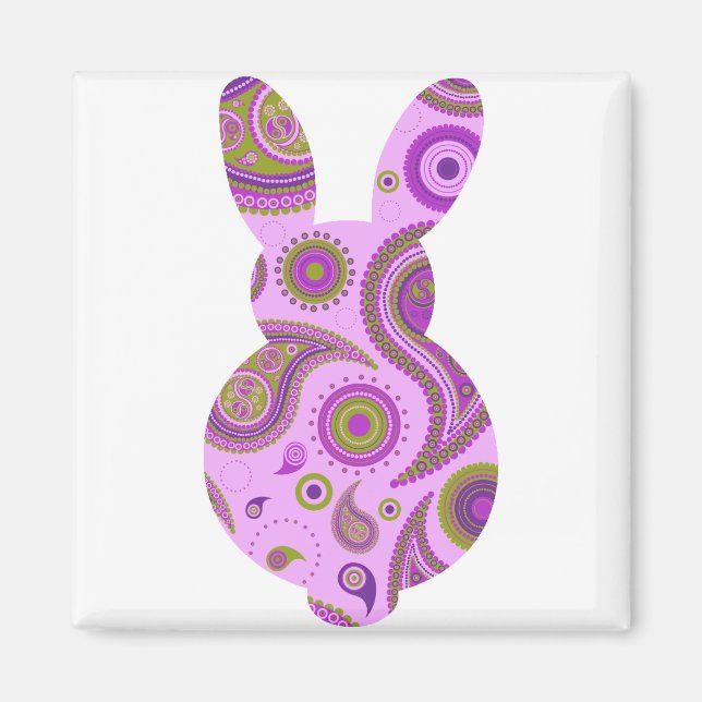 Rosa Mönster Bunny Shape Magnet (Framsidan)