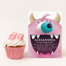 Rosa Monster Flick kalas Inbjudningar