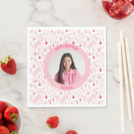 Rosa mönster födelsedagsfoto pappersservett