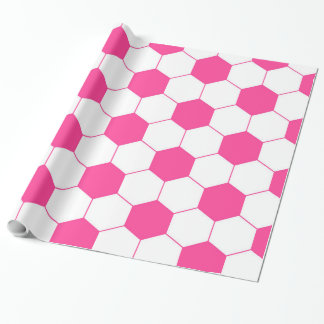 Rosa mönster för fotbollfotbollboll presentpapper