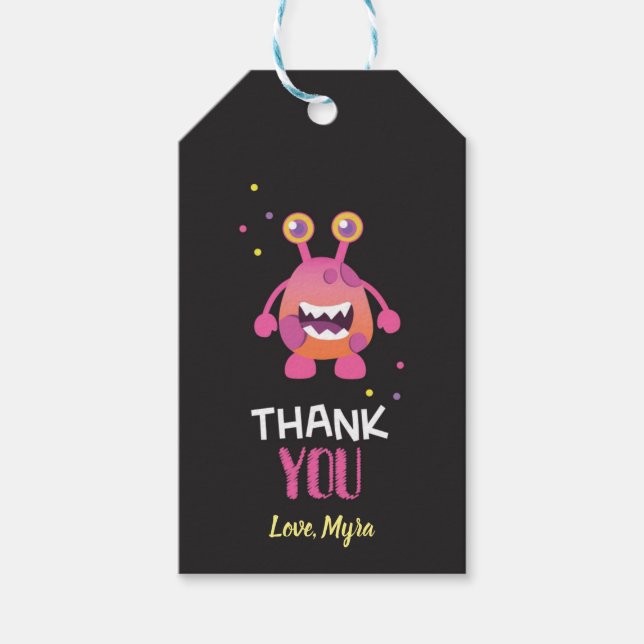 Rosa Monster Gift Märkre Presentetikett (Framsidan)