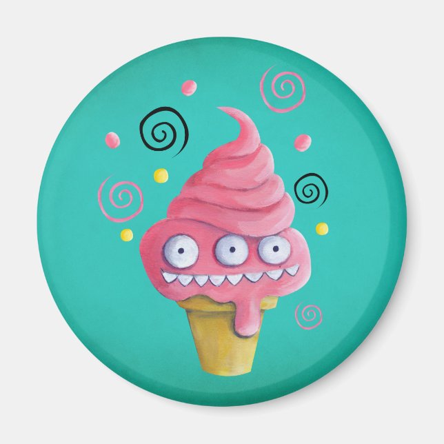 Rosa Monster Ice Cream Cone Magnet (Framsidan)