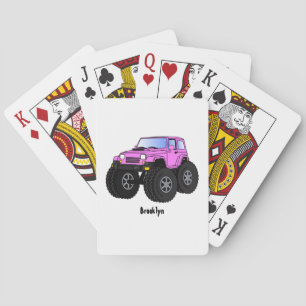 Rosa monster lastbil tecknad illustration casinokort