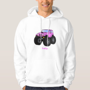 Rosa monster lastbil tecknad illustration hoodie