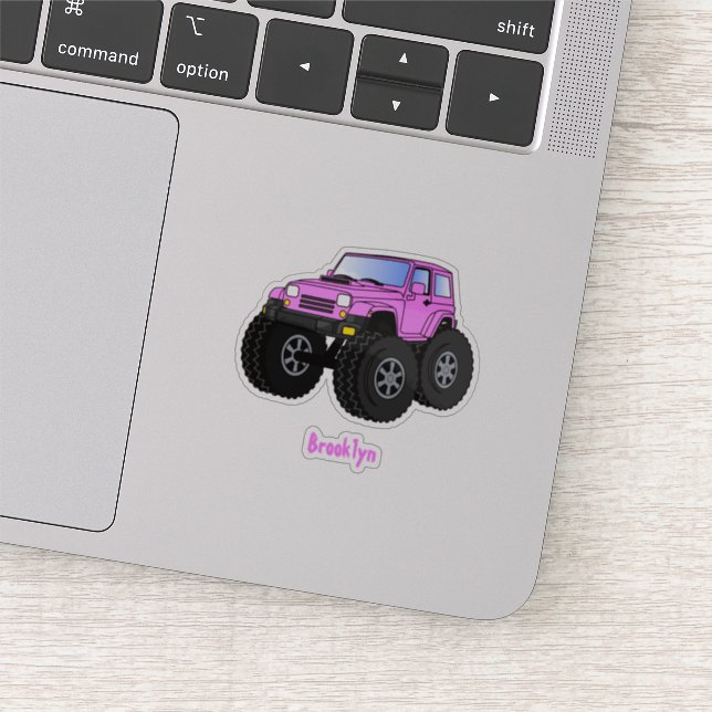 Rosa monster lastbil tecknad illustration klistermärken (Detalj)