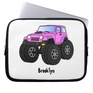 Rosa monster lastbil tecknad illustration laptop fodral
