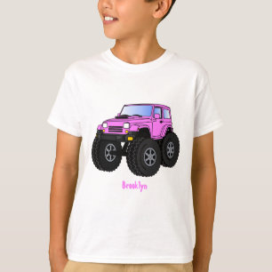 Rosa monster lastbil tecknad illustration t shirt