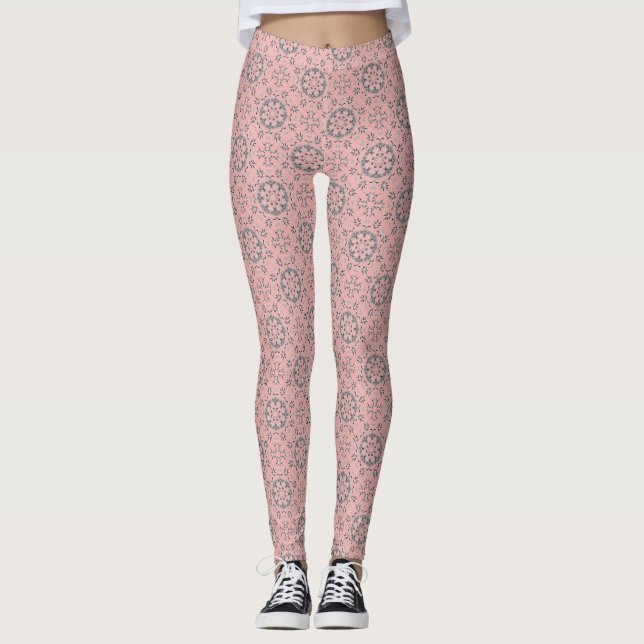  Rosa Mönster Leggings (Framsida)