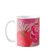 Rosa mönster med blommor och växter