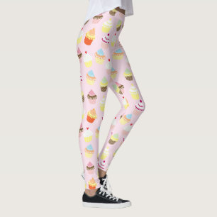 Rosa mönster på cupcakes leggings
