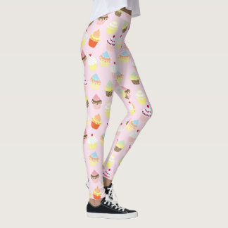Rosa mönster på cupcakes leggings