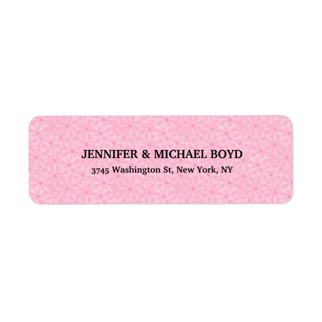 Rosa Mönster Retro Snyggt Classical Family Returadress Etikett (Framsidan)