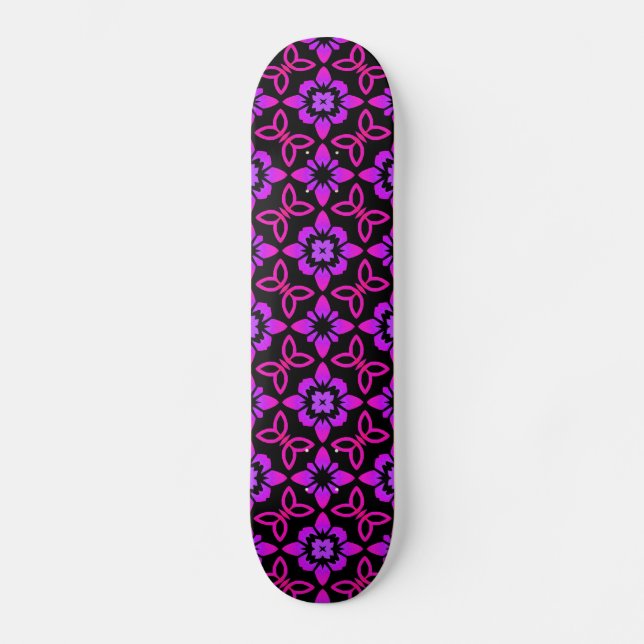 Rosa Mönster Skateboard (Framsida)