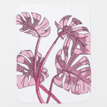 Rosa Monstera Baby filt