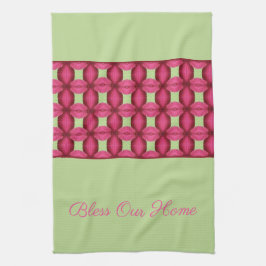 Rosa, mönstrad information kökshandduk