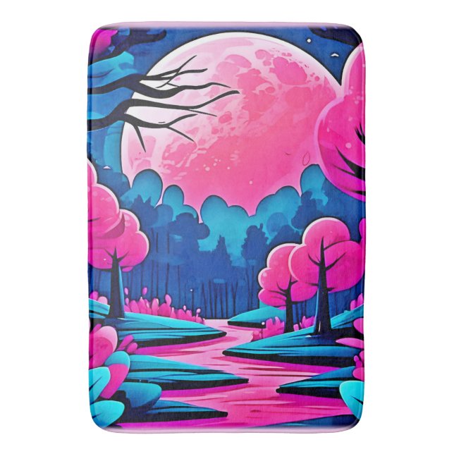 Rosa Moonlit Forest Art Badrumsmatta (Framsidan (Vertikal))