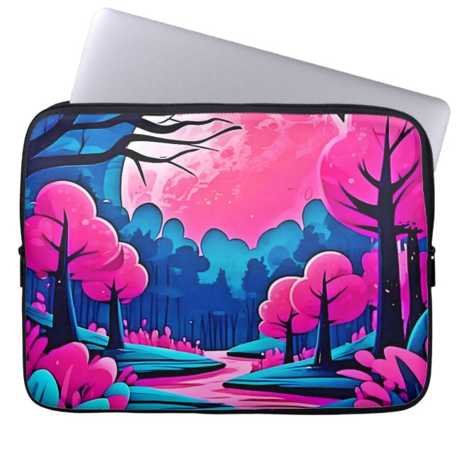 Rosa Moonlit Forest Art Laptop Fodral (Framsidan)
